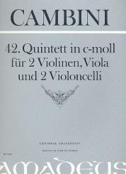 Cambini, Giuseppe Maria Gioaccino: 42. Quintett in c-moll für 2 Violinene/Viola/2Violoncelli, Partitur und Stimmen 